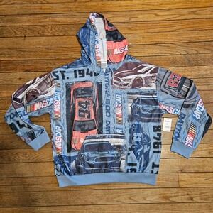 NASCAR Daytona 500 Graphic Hoodie Men's Size Large Chambray Blue Racing